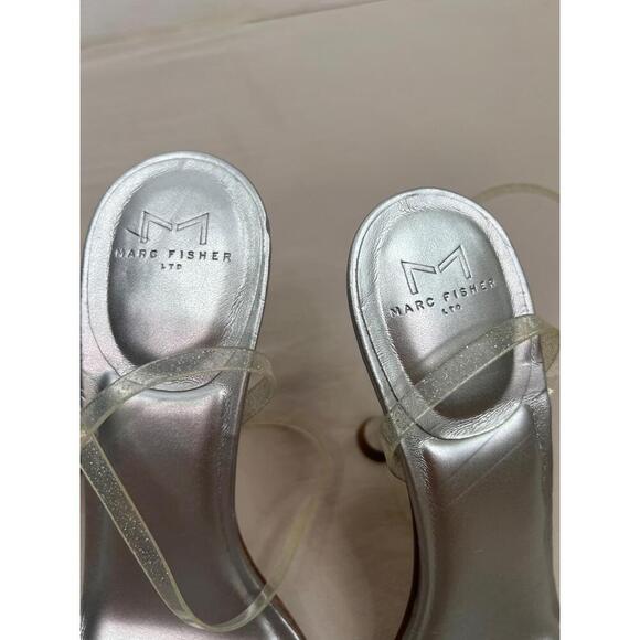 Marc Fisher Calisty Shoes Ankle Strap Size US 8 Clear Silver Heel Trendy Elegant - Picture 3 of 9